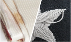 シミがある着物とほつれのある様子